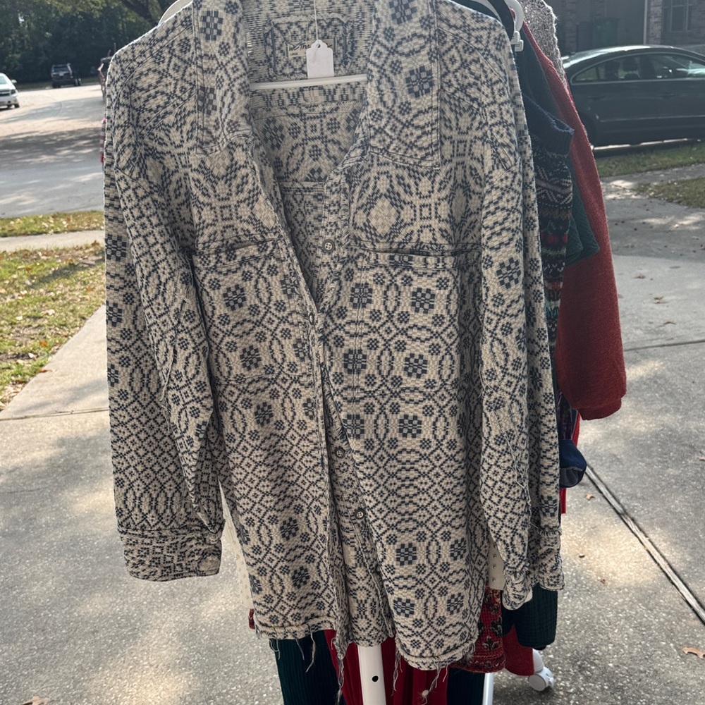 We The Free Textured Knit Cardigan - Blue and Cream V
NWOT